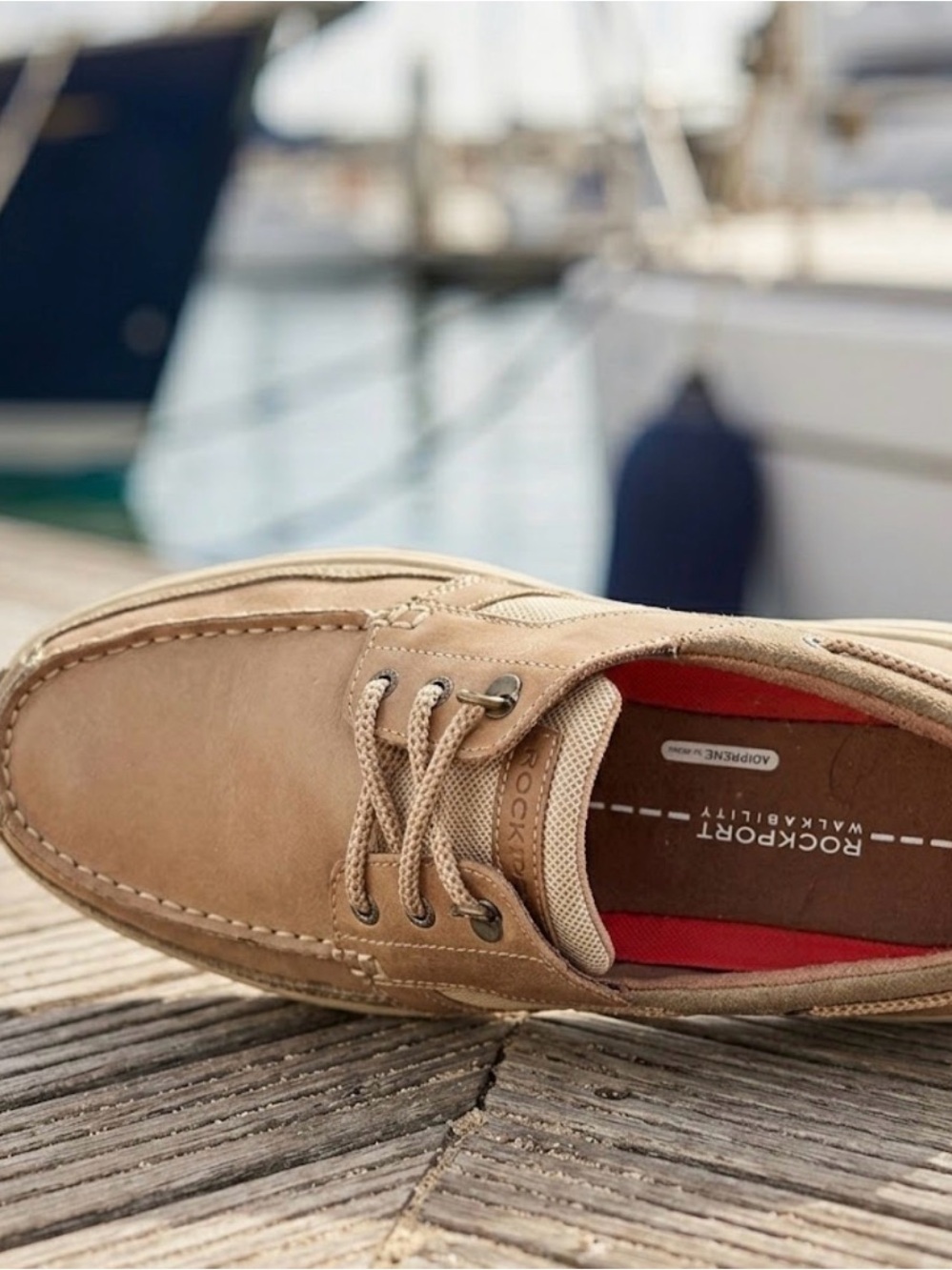 Rockport Walkability Tan Leather Boat Deck Shoes